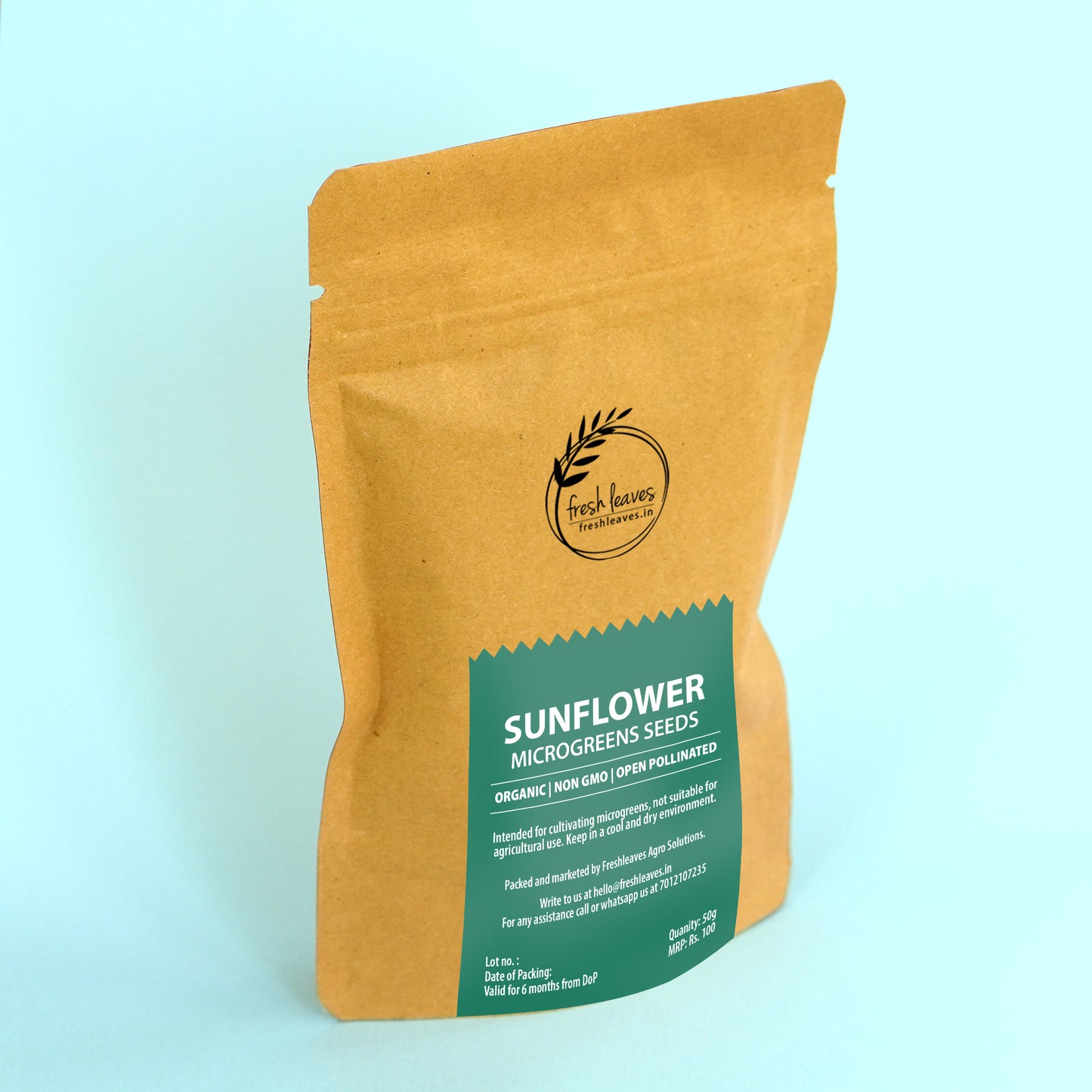 SUNFLOWER Microgreen Seeds | 50gm | Open Pollinated, Non Treated, Non GMO Seeds | 90% Germination